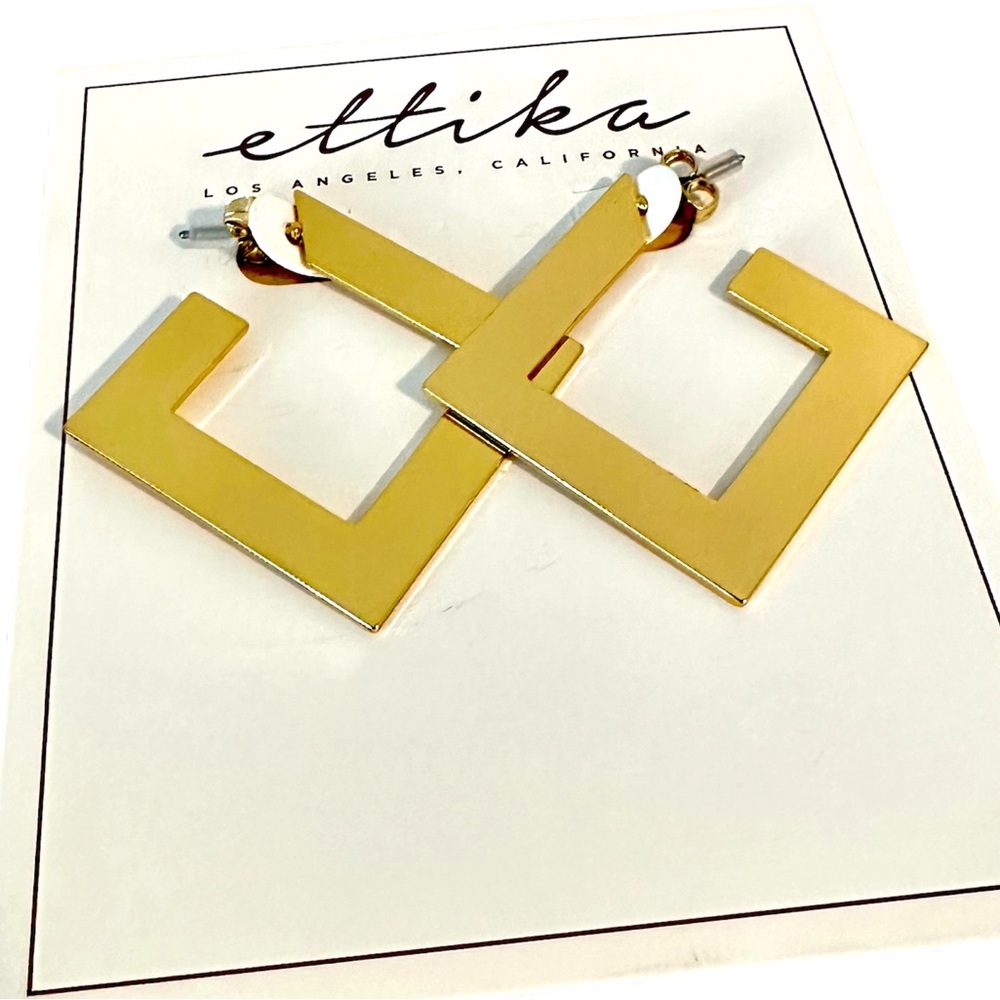 ETTIKA 18K Gold Plated Triangle Cutout Statement Earrings